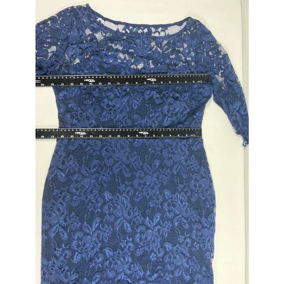 Alie Street Lila Dress‎ Dark Blue Lace Stretch Size 4 Made In London $255 - Picture 4 of 7
